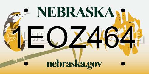 1EOZ464 Nebraska License Plate