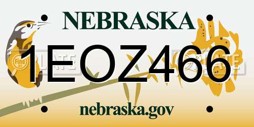 1EOZ466 Nebraska License Plate