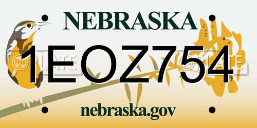 1EOZ754 Nebraska License Plate