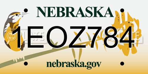 1EOZ784 Nebraska License Plate