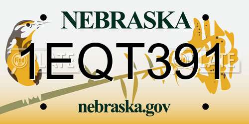 1EQT391 Nebraska License Plate