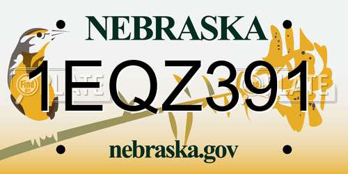 1EQZ391 Nebraska License Plate