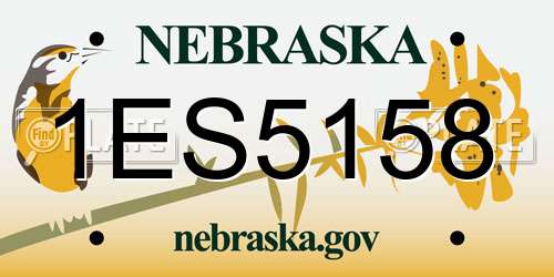 1ES5158 Nebraska License Plate