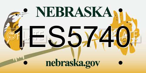 1ES5740 Nebraska License Plate