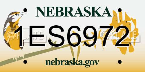1ES6972 Nebraska License Plate