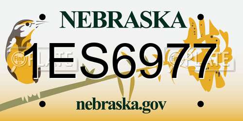1ES6977 Nebraska License Plate