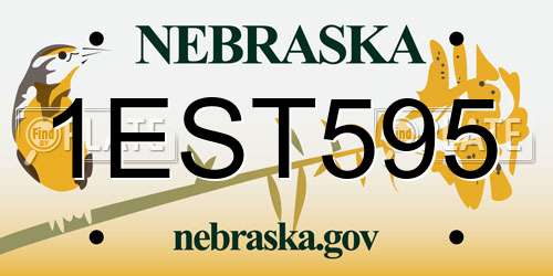 1EST595 Nebraska License Plate