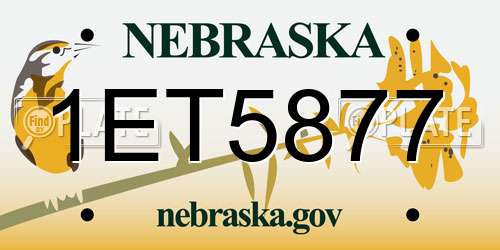1ET5877 Nebraska License Plate