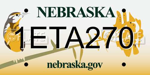 1ETA270 Nebraska License Plate