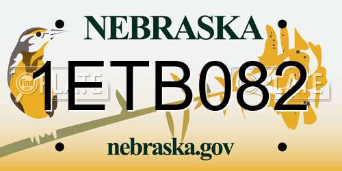 1ETB082 Nebraska License Plate