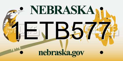 1ETB577 Nebraska License Plate