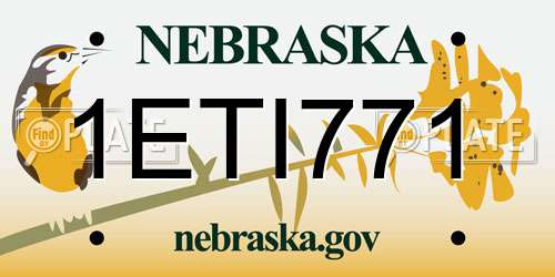 1ETI771 Nebraska License Plate