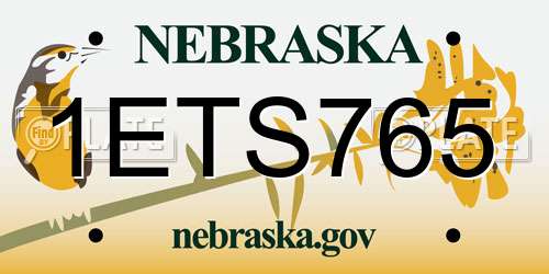 1ETS765 Nebraska License Plate