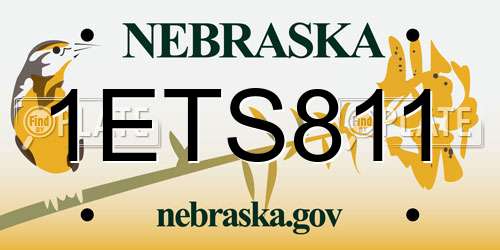 1ETS811 Nebraska License Plate