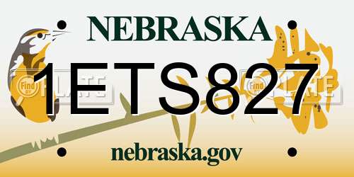 1ETS827 Nebraska License Plate