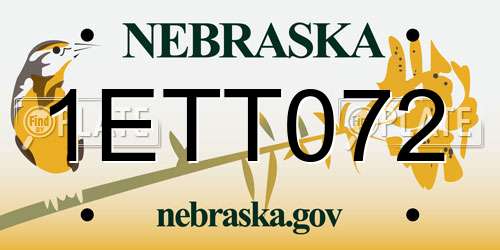 1ETT072 Nebraska License Plate