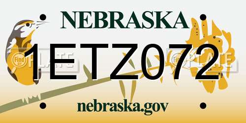 1ETZ072 Nebraska License Plate