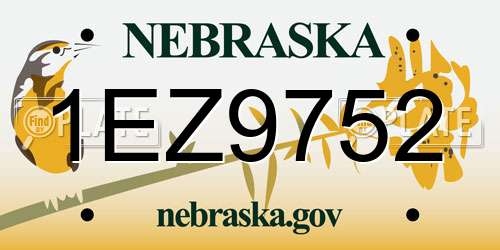1EZ9752 Nebraska License Plate