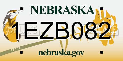 1EZB082 Nebraska License Plate