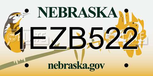 1EZB522 Nebraska License Plate