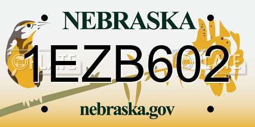 1EZB602 Nebraska License Plate
