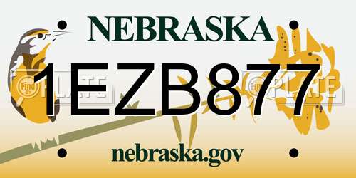 1EZB877 Nebraska License Plate