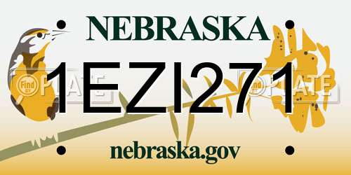 1EZI271 Nebraska License Plate