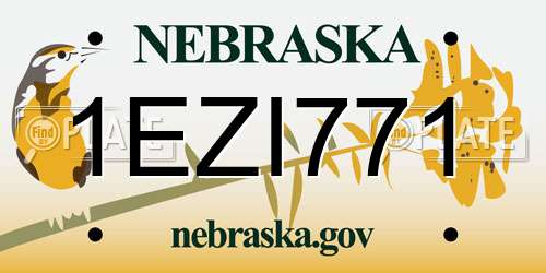 1EZI771 Nebraska License Plate