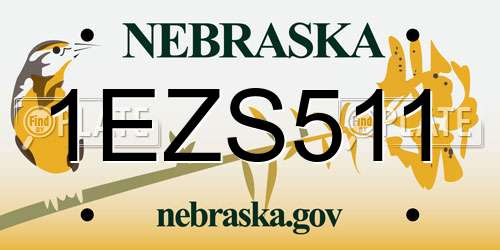 1EZS511 Nebraska License Plate