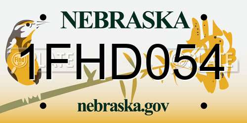 1FHD054 Nebraska License Plate