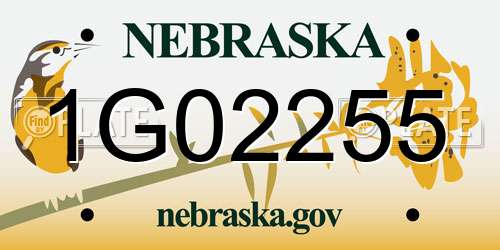 1G02255 Nebraska License Plate