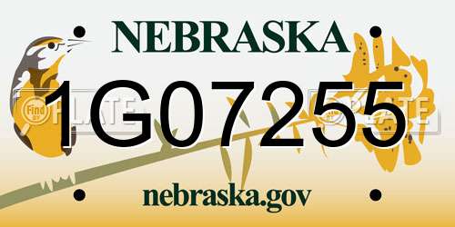 1G07255 Nebraska License Plate