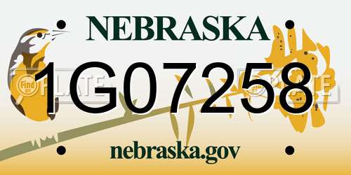 1G07258 Nebraska License Plate