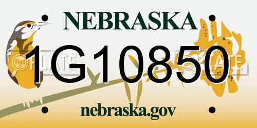 1G10850 Nebraska License Plate
