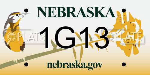 1G13 Nebraska License Plate