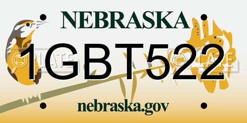1GBT522 Nebraska License Plate