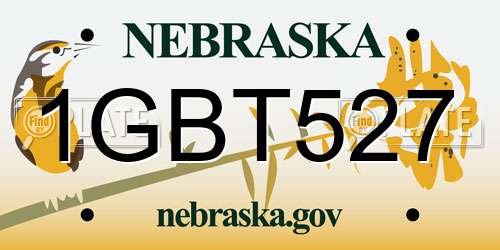 1GBT527 Nebraska License Plate