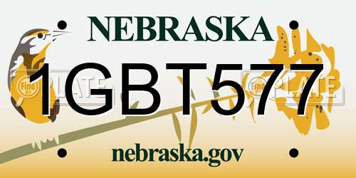 1GBT577 Nebraska License Plate