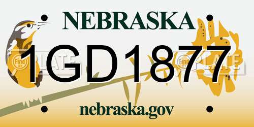 1GD1877 Nebraska License Plate