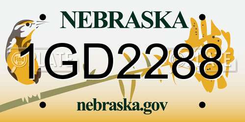 1GD2288 Nebraska License Plate