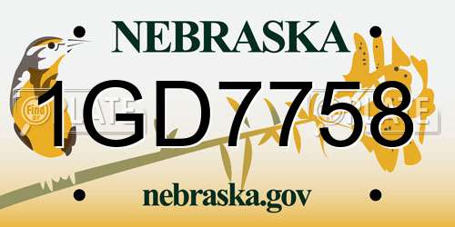 1GD7758 Nebraska License Plate