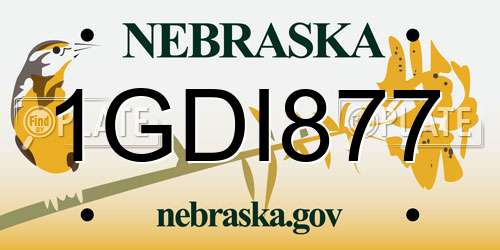 1GDI877 Nebraska License Plate