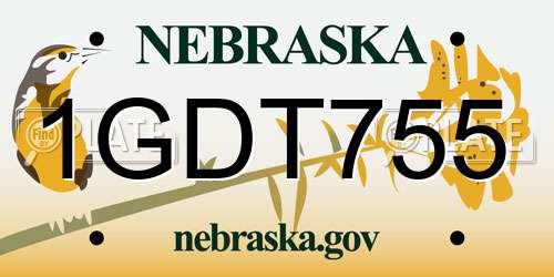 1GDT755 Nebraska License Plate