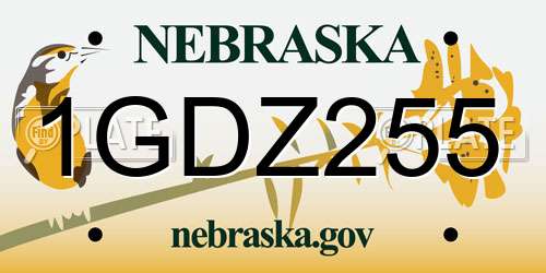 1GDZ255 Nebraska License Plate