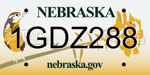 1GDZ288 Nebraska License Plate