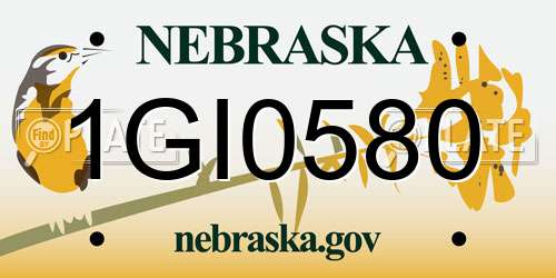 1GI0580 Nebraska License Plate
