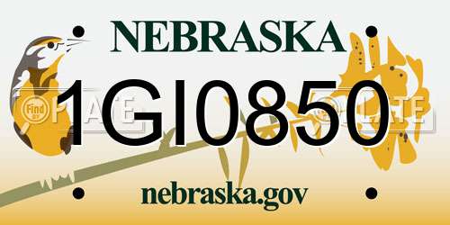1GI0850 Nebraska License Plate