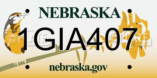 1GIA407 Nebraska License Plate