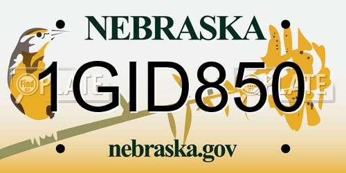 1GID850 Nebraska License Plate