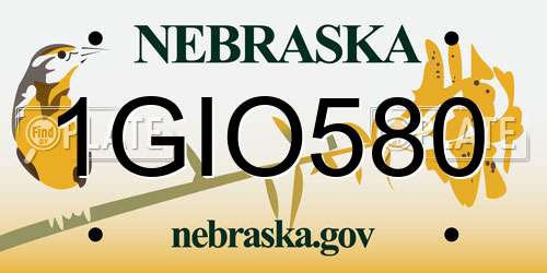 1GIO580 Nebraska License Plate